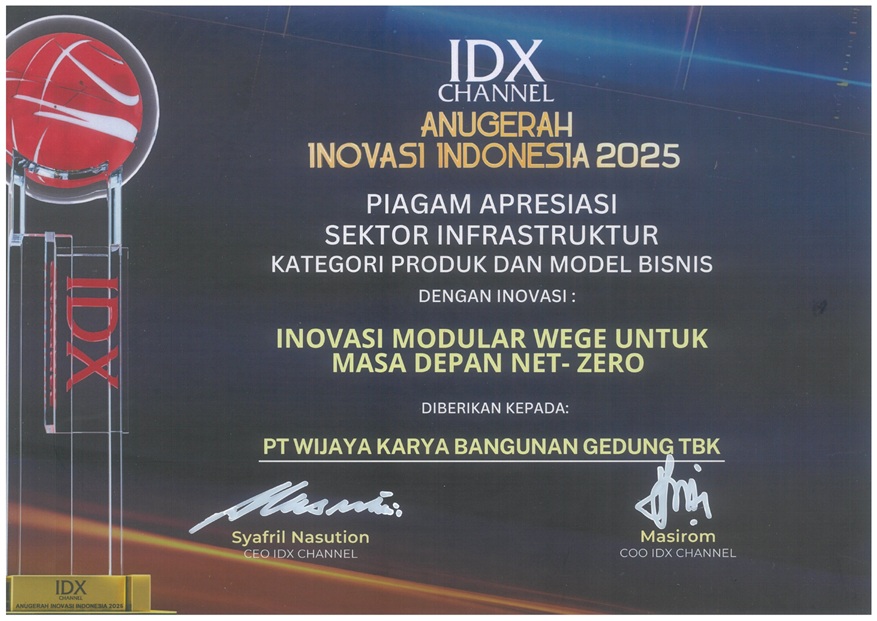 Piagam Apresiasi Sektor Infrastruktur Kategori Produk dan Model Bisnis