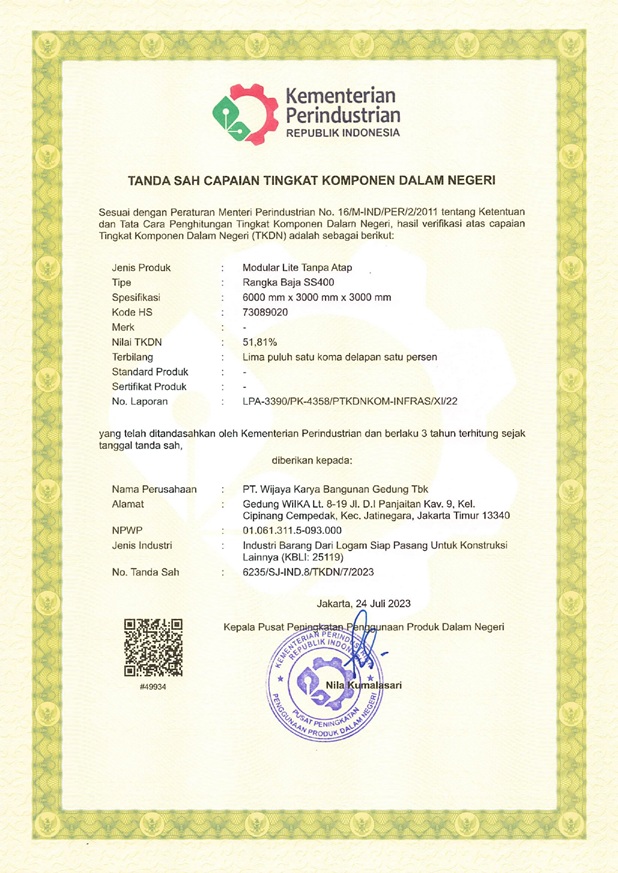 TKDN - Produk Modular Lite Tanpa Atap