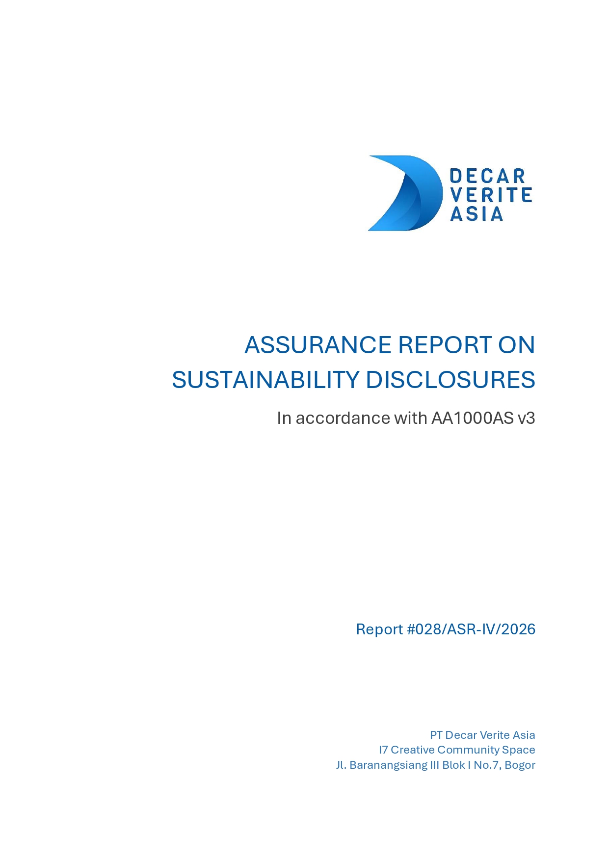 Assurance Report on Sustainability Disclosure